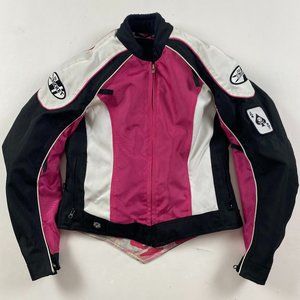 Joe Rocket Womens Armored Textile Motorcycle Jacket Size Small Pink Lined Nylon